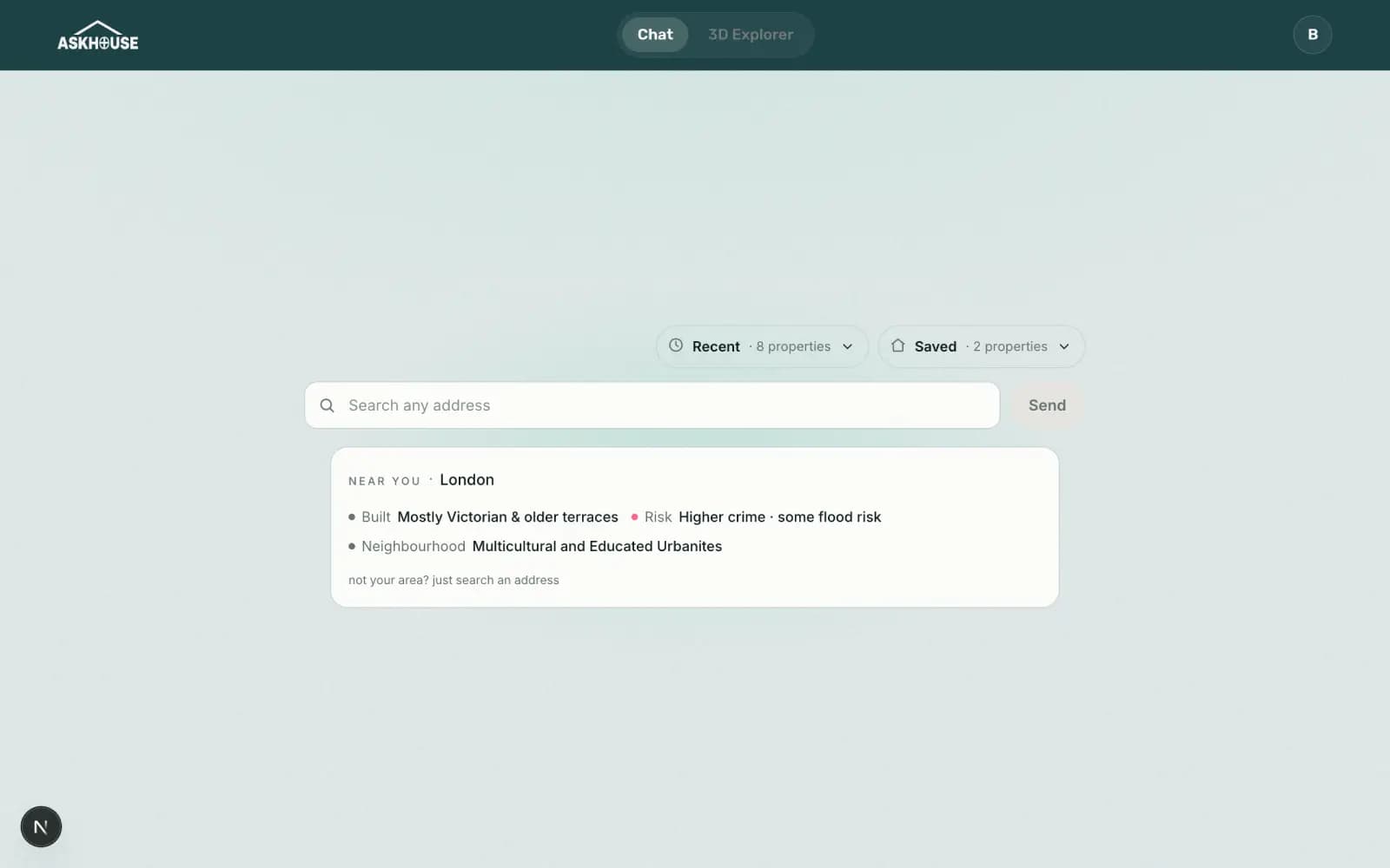 Ask the House web chat answering a solar question for a UK address, with a property diagram and sources
