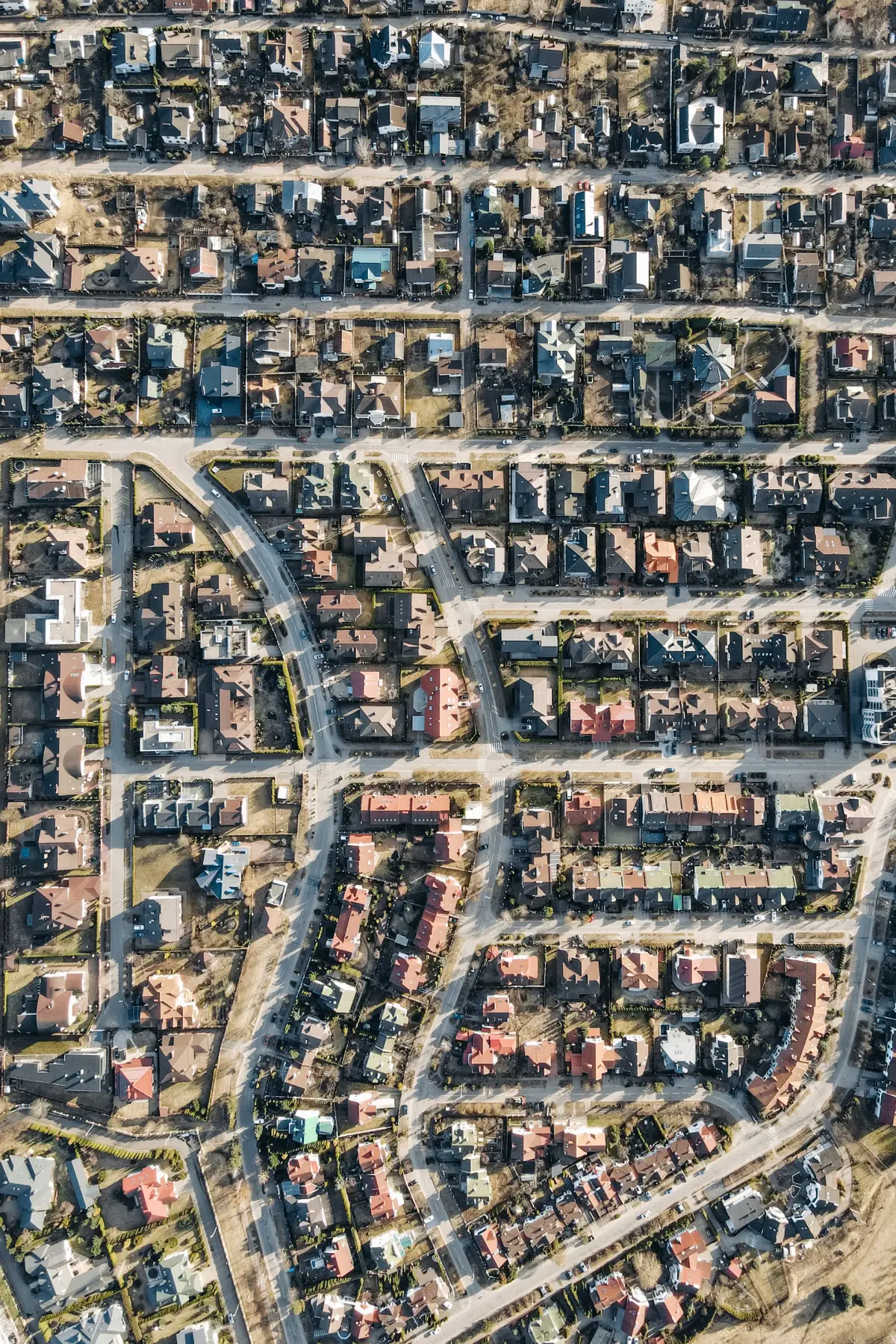 Aerial view of a UK neighbourhood